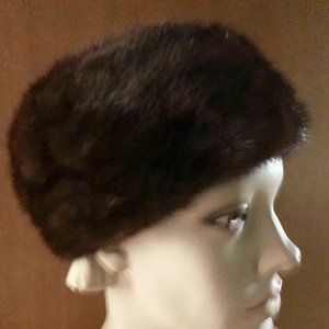 Vintage Mink Pillbox Hat circa 1960s